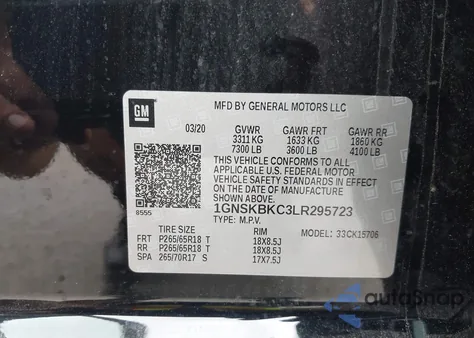 2020 Chevrolet Tahoe 4Wd Lt from USA, damaged, VIN 1GNSKBKC3LR295723